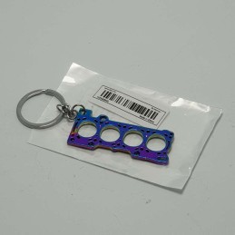 Portachiavi in metallo ciondolo guarnizione testata motore multicolor sportivo e performante 