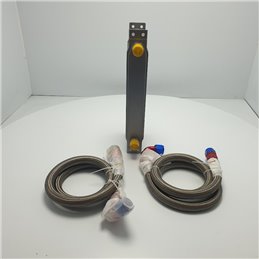 Kit radiatore olio con tubi condotti tuning universale auto misure cm 33X12X5 condotti mt 1 X 2 acciaio