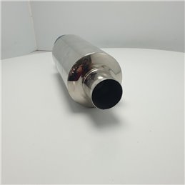Terminale silenziatore  scarico marmitta in acciaio tuningh elaborazione misure 38X11X11 tubo entrata 50mm uscita 75mm