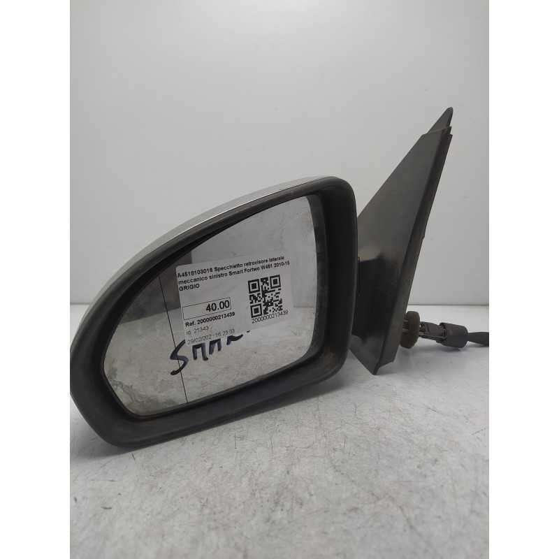 A4518103016 Specchietto retrovisore laterale meccanico sinistro Smart Fortwo W451 2010-15 GRIGIO