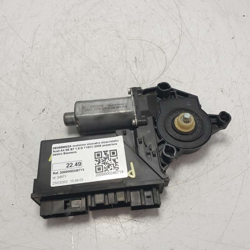 8E0959802A motorino alzavetro alzacristallo Audi A4 8E B7 1.9 D 116CV 2005 posteriore destro Siemens