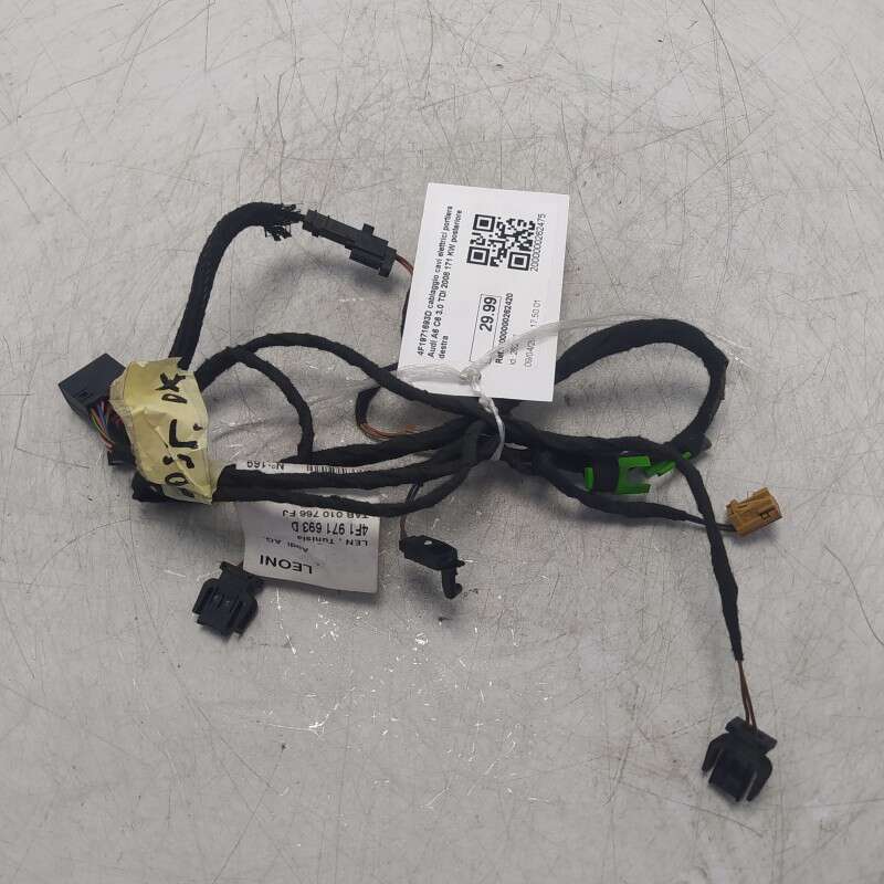 4F1971693D cablaggio cavi elettrici portiera Audi A6 C6 3.0 TDI 2008 171 KW posteriore destra