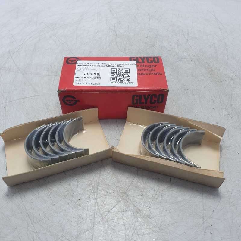 71-2404/6 serie kit x12 bronzine cuscinetti biella Mercedes W108 epoca 0,25 mm Glyco