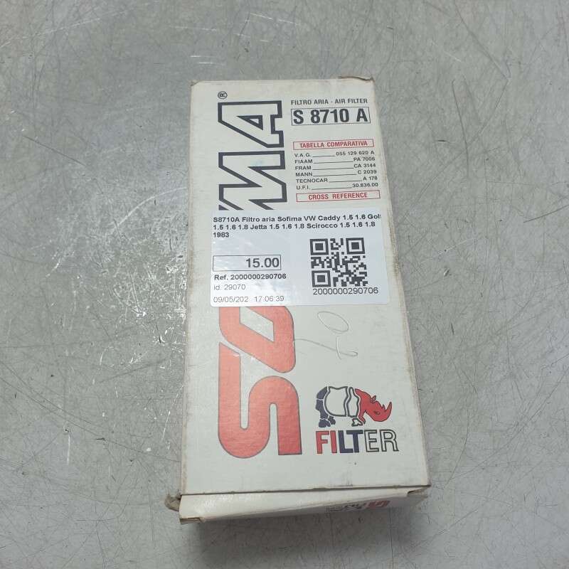 S8710A Filtro aria Sofima VW Caddy 1.5 1.6 Golf 1.5 1.6 1.8 Jetta 1.5 1.6 1.8 Scirocco 1.5 1.6 1.8 1983