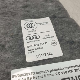 8W9863814D tappeto pannello insonorizzatore  Audi A4 B9 Avant S-line  2.0 110 KW 2016 DEU