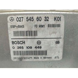 0275456032 CENTRALINA ABS ESP ASR FRENI MERCEDES W168 CLASSE A 170 1997-04 BOSCH 0265109449 