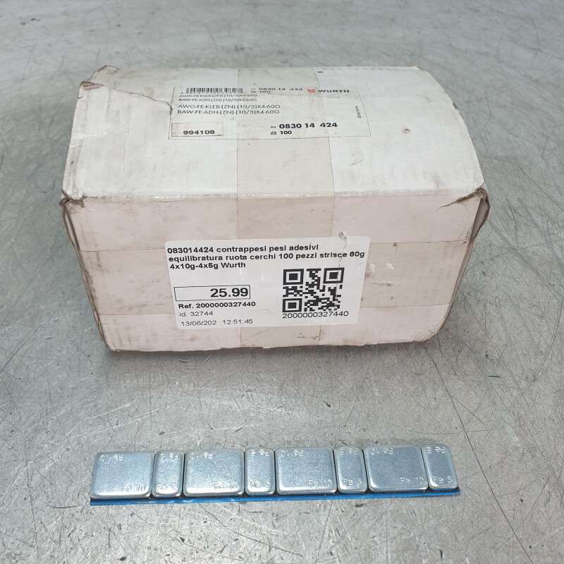083014424 contrappesi pesi adesivi equilibratura ruota cerchi 100 pezzi strisce 60g 4x10g-4x5g Wurth