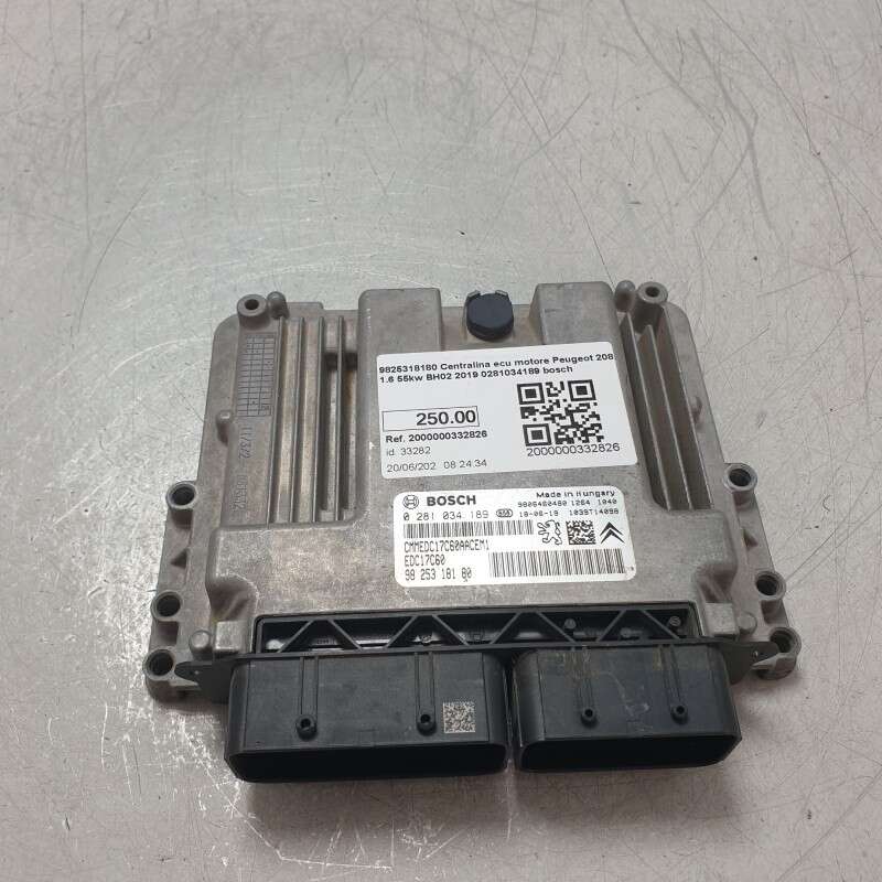 9825318180 Centralina ecu motore Peugeot 208 1.6 55kw BH02 2019 0281034189 bosch