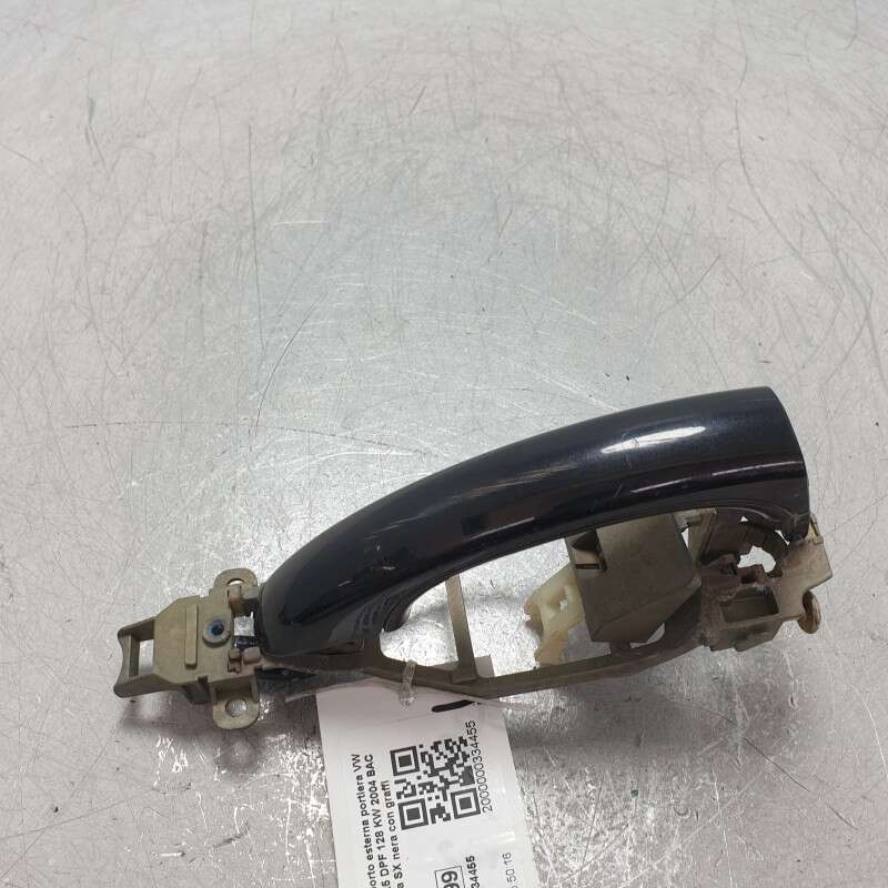 Maniglia con supporto esterna portiera VW Touareg 2.5 TDI R5 DPF 128 KW 2004 BAC posteriore sinistra SX nera con graffi