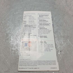 Manuale libretto uso e manutenzione Audi TT 8N MK1 1.8 Turbo 20V 225 CV 4X4 2001 originale in inglese