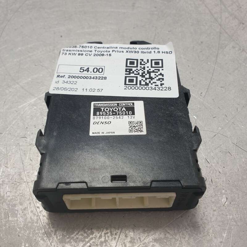 89535-75010 Centralina modulo controllo trasmissione Toyota Prius XW30 Ibrid 1.8 HSD 73 KW 99 CV 2009-15