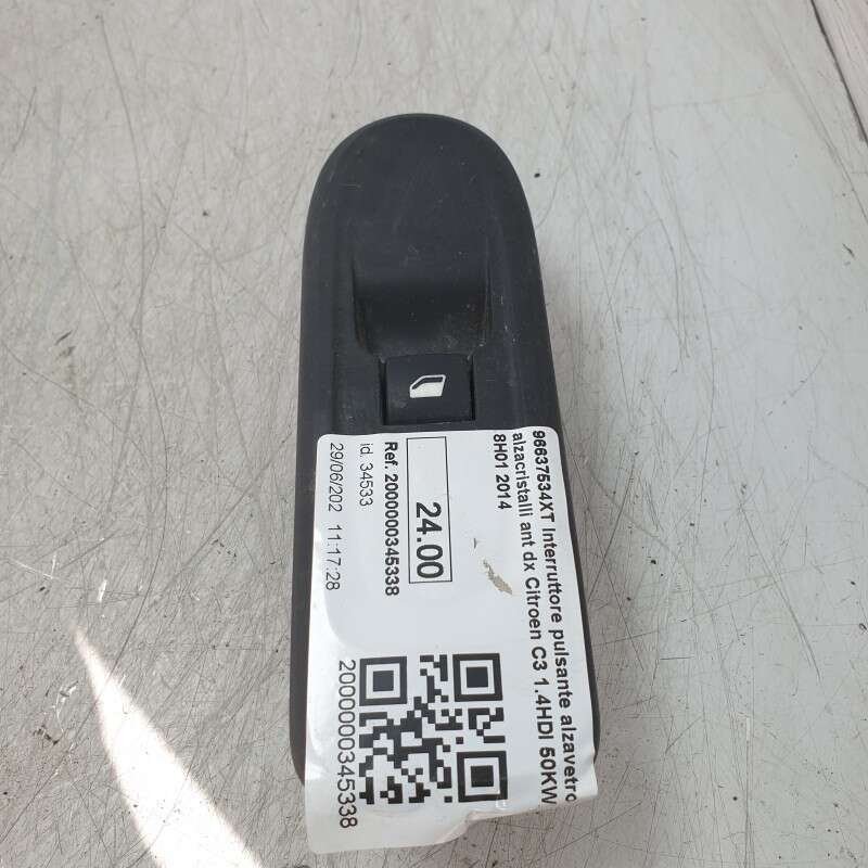 96637534XT Interruttore pulsante alzavetro alzacristalli ant dx Citroen C3 1.4HDI 50KW 8H01 2014