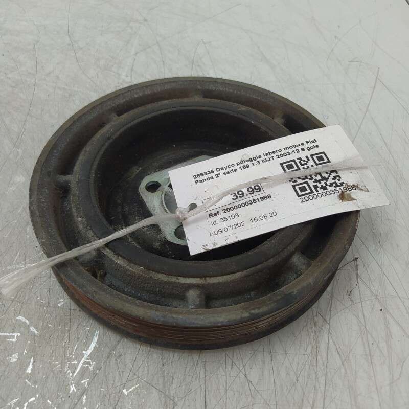 285335 Dayco puleggia labero motore Fiat Panda 2° serie 169 1.3 MJT 2003-12 6 gole