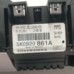 5K0920863AV quadro strumenti contachilometri VW Golf VI MK6 Variant SW 1.6 TDI DPF 105 CV 2011 