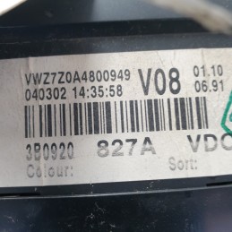 3B0920827A Quadro strumenti contachilometri Volkswagen Passat IV Variant 3bg 1.9 96kw AWX 2002
