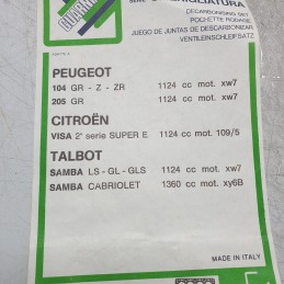 053636 SERIE Guarnizione coperchio testa cilindri Peugeot 104 GR Z ZR 1.1 205GR Citroen Visa super E Talbot Samba LS GL GLS1979