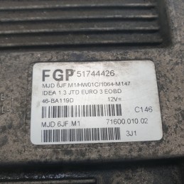 51744426 Centralina ecu motore Fiat Idea 350 1.3mtj 188A9000 2003 MJD6JFM1