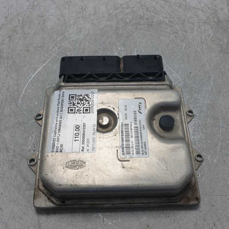 51892322 Centralina ecu motore Fiat Punto 199 EVO 1.3MTJ 199A9000 2011 MJD8F2G1 D419 BC30