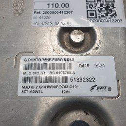 51892322 Centralina ecu motore Fiat Punto 199 EVO 1.3MTJ 199A9000 2011 MJD8F2G1 D419 BC30