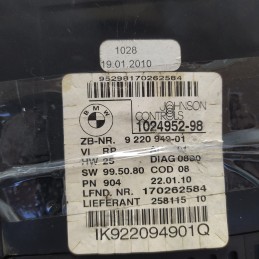 1024952-98 Quadro strumenti contachilometri BMW serie 1  E87 120d 2.0d 2008 9220949-01