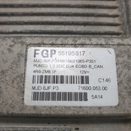 55195817 Centralina ecu motore Fiat Punto 188 1.3mtj  2003-12 MJD6JF.P3
