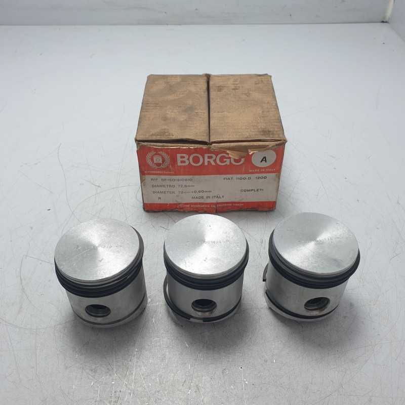 Set Kit x3 pistoni Fiat 1100 D 1200 1962-66 epoca Borgo 72,6 mm