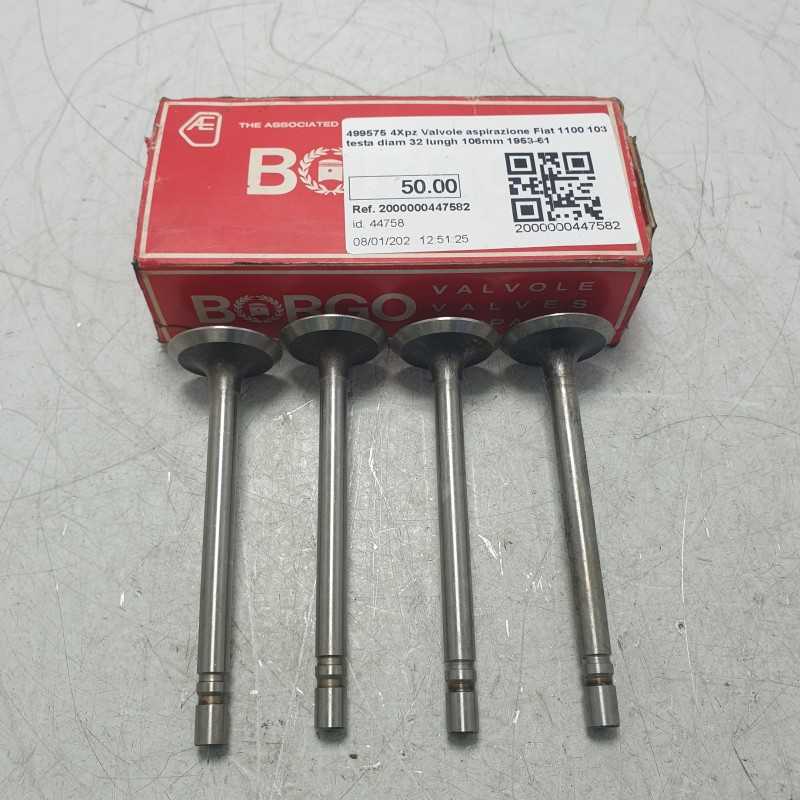499575 4Xpz Valvole aspirazione Fiat 1100 103 testa diam 32 lungh 106mm 1953-61