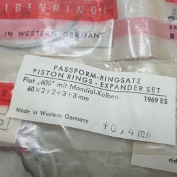 Fasce elastiche anelli segmenti pistone Fiat 600 113 1955-71 60x2+2+3+3 +0,4mm fondo magazzino