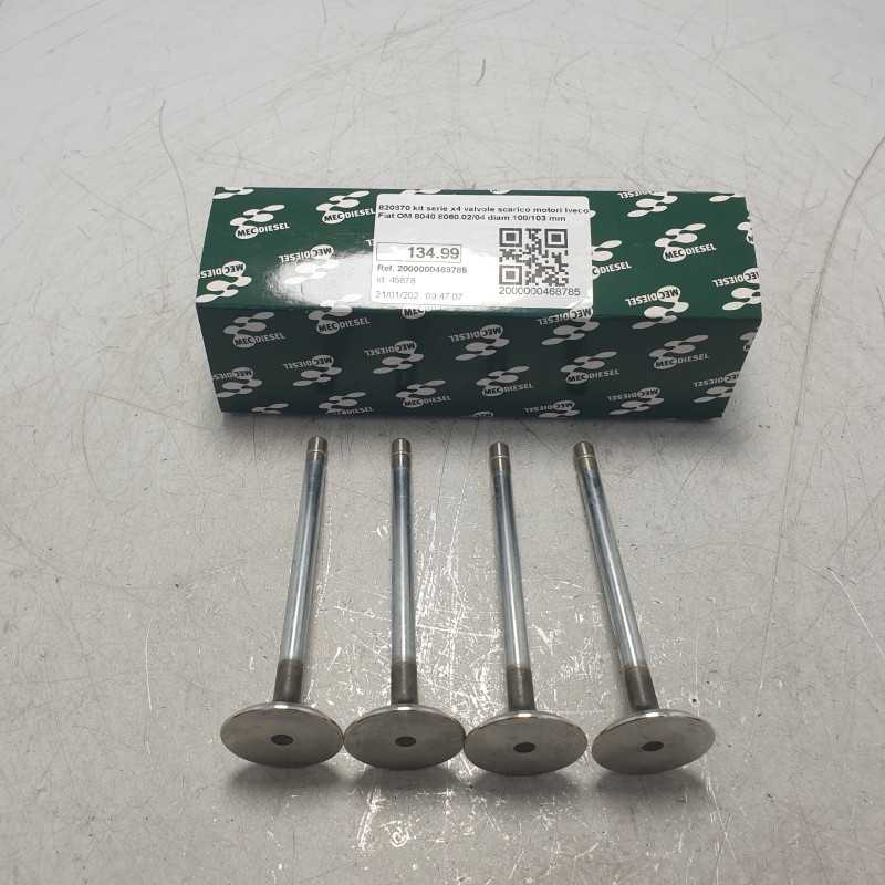 820870 kit serie x4 valvole scarico motori Iveco Fiat OM 8040 8060.02/04 diam 100/103 mm