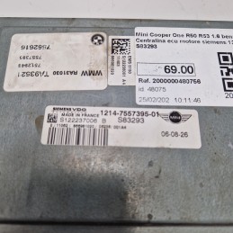 Mini Cooper One R50 R53 1.6 benz 2001-06 Centralina ecu motore siemens 1214-7557395-01 S83293