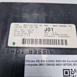Citroen C5 SW 2.0HDI 2001-04 Centralina body computer 9651196680 9651197380 J01