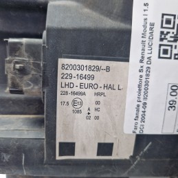 Faro fanale proiettore Sx Renault Modus I 1.5 DCI 2004-09 8200301829 DA LUCIDARE FRECCIA DANNEGGIATA