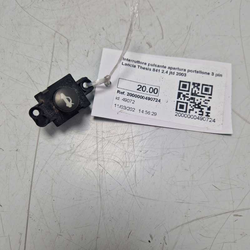 Interruttore pulsante apertura portellone 3 pin Lancia Thesis 841 2.4 jtd 2003