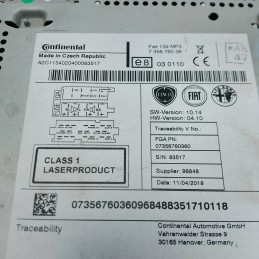 Autoradio stereo lettore CD Fiat Panda MK3 5P 1.2 GPL 51 KW 2012-24 735676036