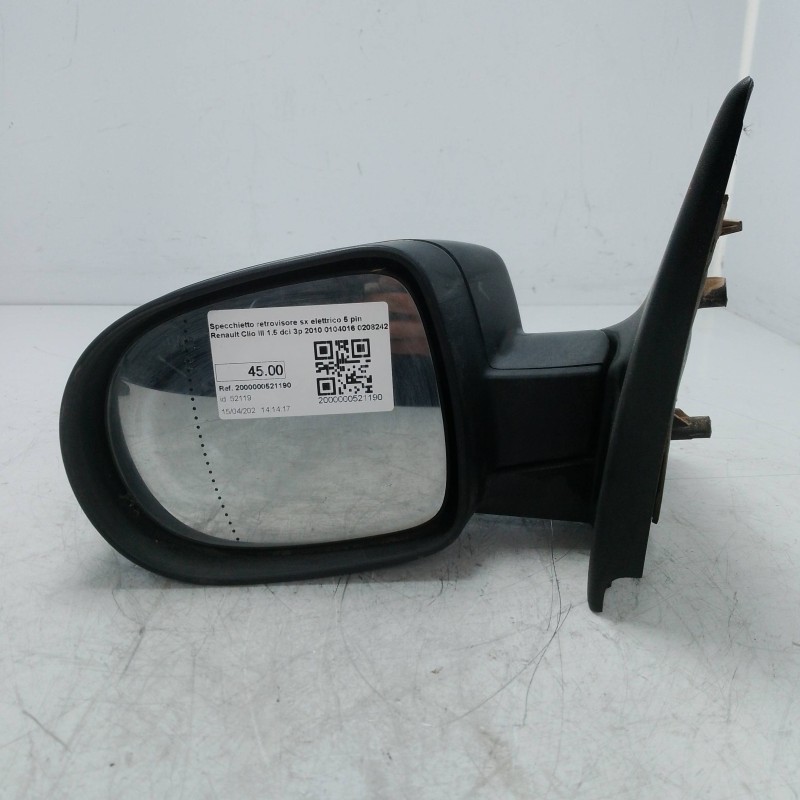 Specchietto retrovisore sx elettrico 5 pin Renault Clio III 1.5 dci 3p 2010 0104016 0208242