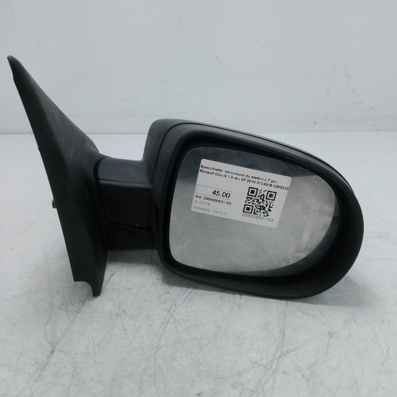 Specchietto retrovisore dx elettrico 7 pin Renault Clio III 1.5 dci 3P 2010 0104016 0208242