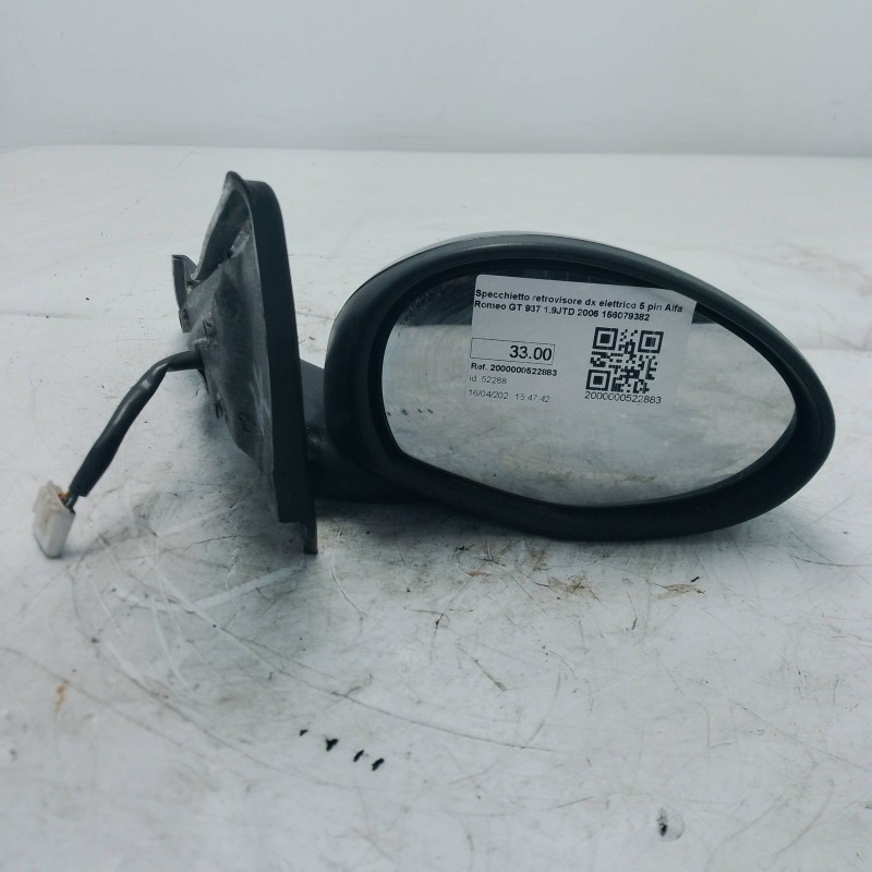 Specchietto retrovisore dx elettrico 5 pin Alfa Romeo GT 937 1.9JTD 2006 156079382