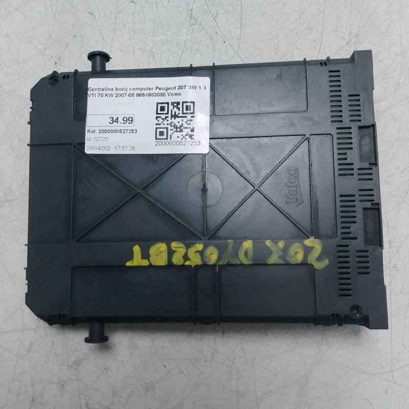 Centralina body computer Peugeot 207 SW 1.4 VTI 70 KW 2007-08 9664983080 Valeo