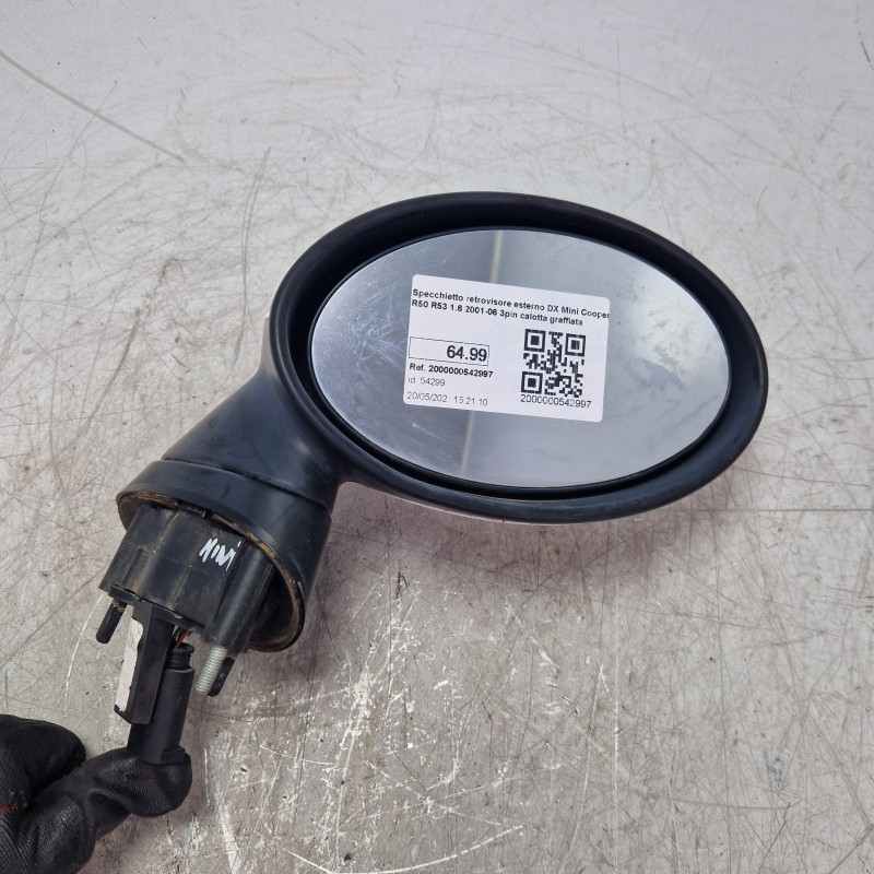 Specchietto retrovisore esterno DX Mini Cooper R50 R53 1.6 2001-06 3pin calotta graffiata