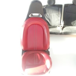 Tappezzeria in pelle nera-rosso completa di pannelli portiera Fiat 500 ABARTH 595 2012-16
